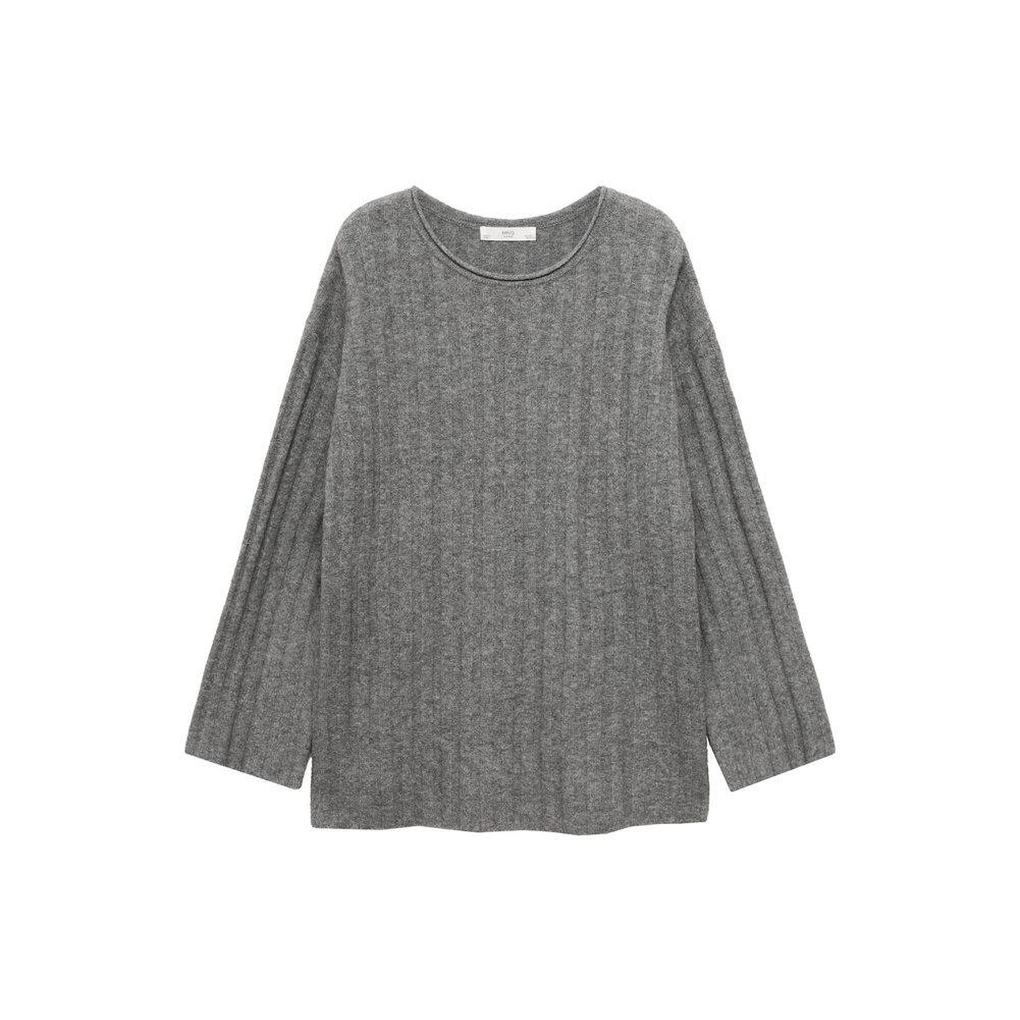 Mango Kadın Ribana Triko Kazak Orta Kırçıllı Gri