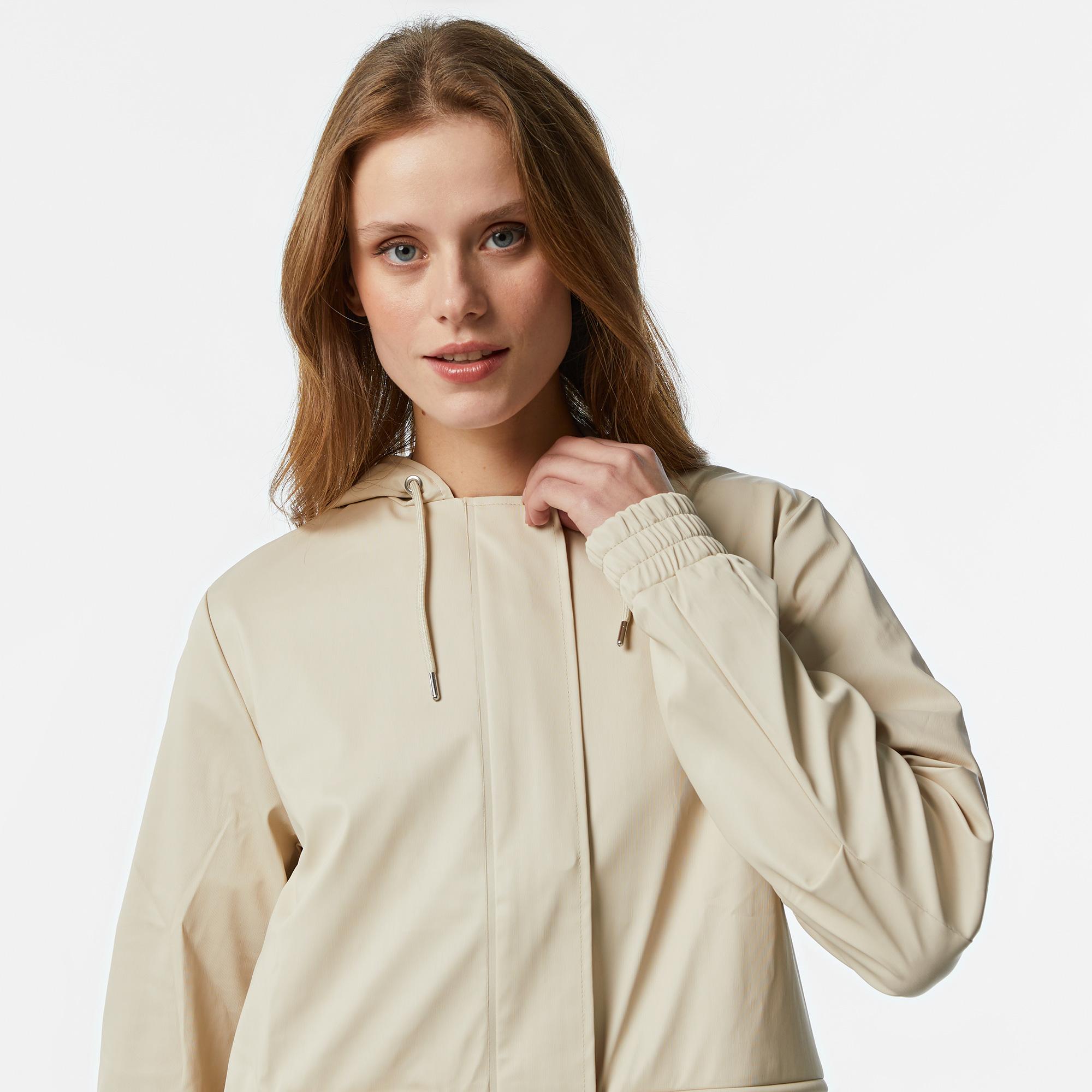 Rains String W Parka W3 Kadın Krem Yağmurluk