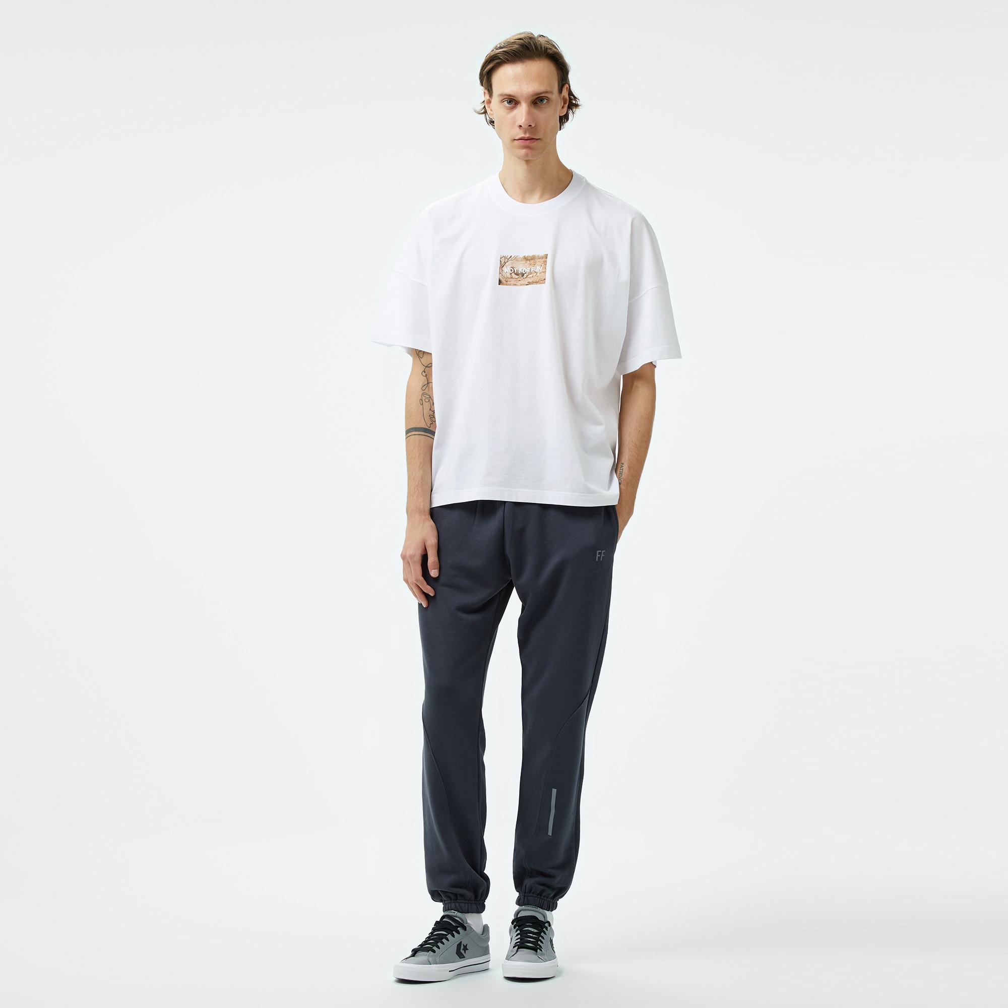 Forfun Not For Fun 006 Oversize Drop Shoulder Erkek Beyaz T-Shirt