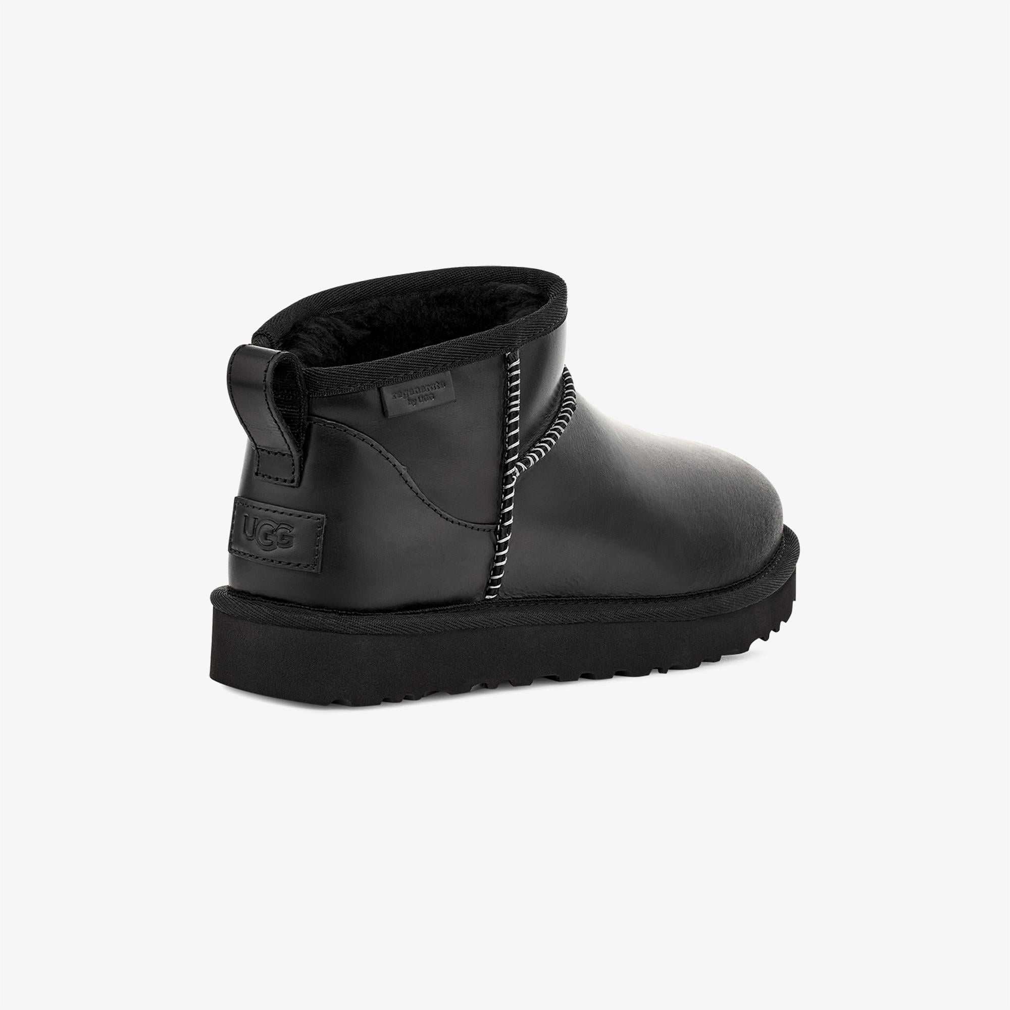 UGG Classic Ultra Mini Leather Regen Kadın Siyah Bot