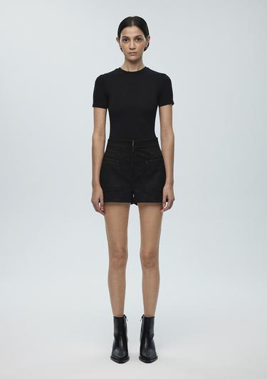  Mavi Siyah Dokuma Şort 1410183-900