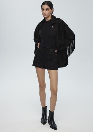  Mavi Siyah Dokuma Şort 1410183-900