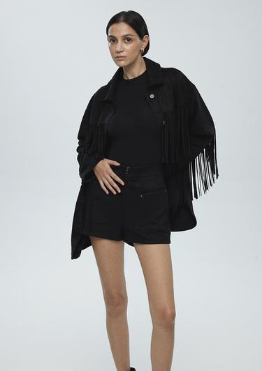  Mavi Siyah Dokuma Şort 1410183-900