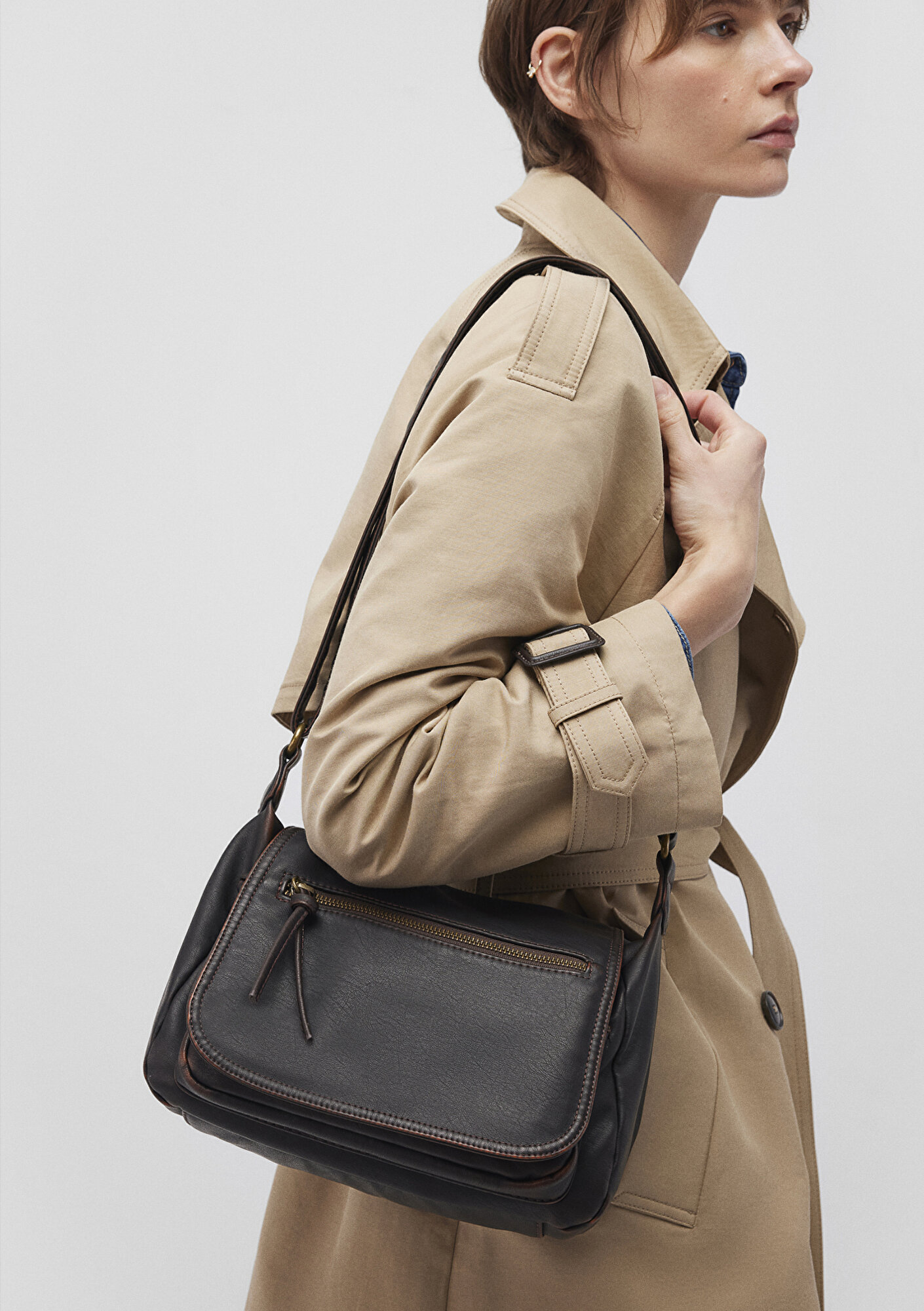  Mavi Kahverengi Kol Çantası 197134-70221