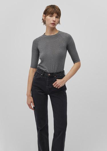  Mavi Yarım Kollu Antrasit Tişört Fitted / Vücuda Oturan Kesim 1612819-80024