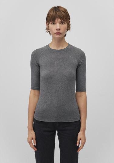  Mavi Yarım Kollu Antrasit Tişört Fitted / Vücuda Oturan Kesim 1612819-80024