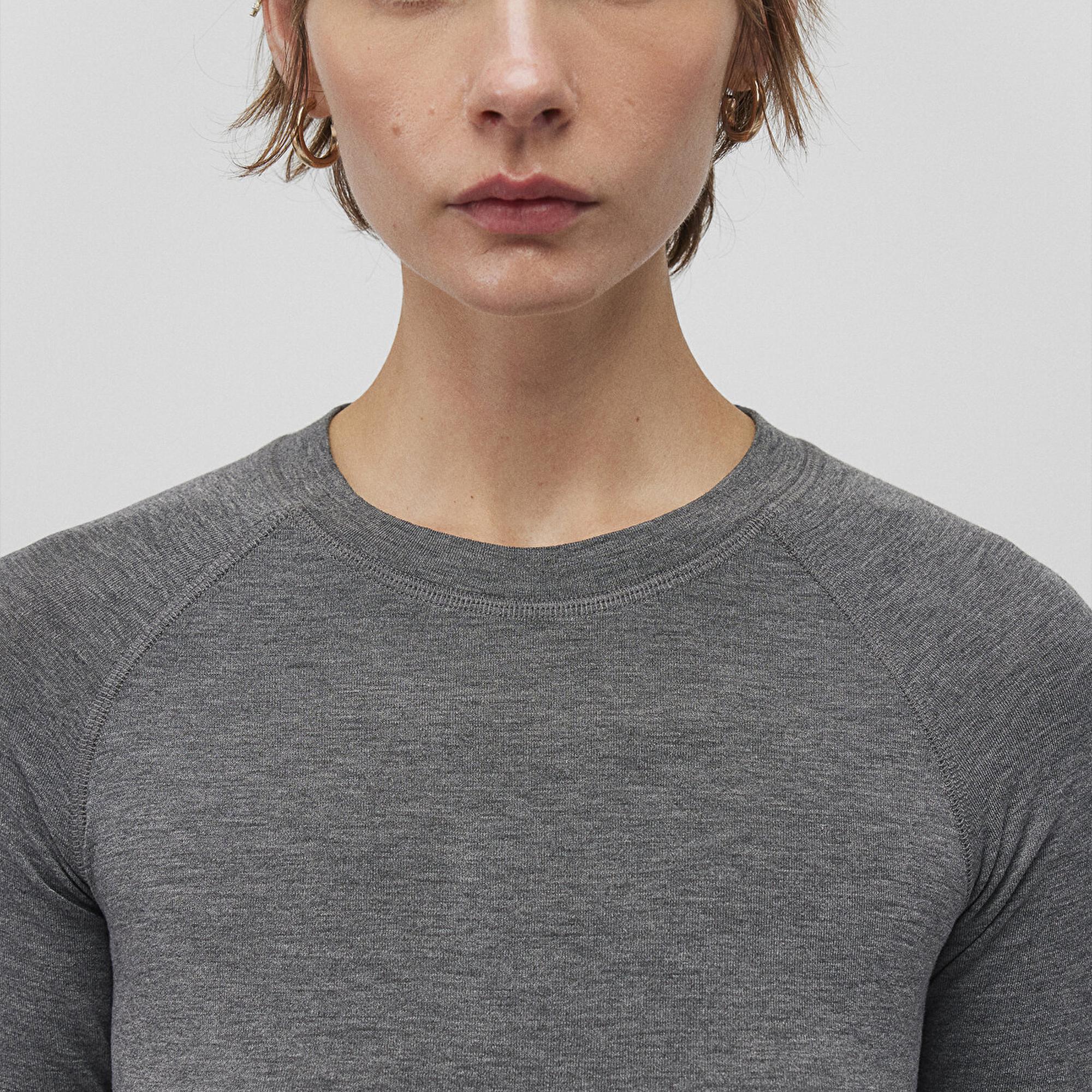 Mavi Yarım Kollu Antrasit Tişört Fitted / Vücuda Oturan Kesim 1612819-80024