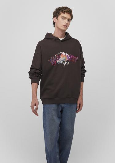  Mavi Rick and Morty Baskılı Kahverengi Sweatshirt 0S10293-88615