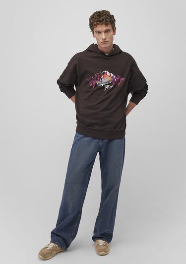  Mavi Rick and Morty Baskılı Kahverengi Sweatshirt 0S10293-88615