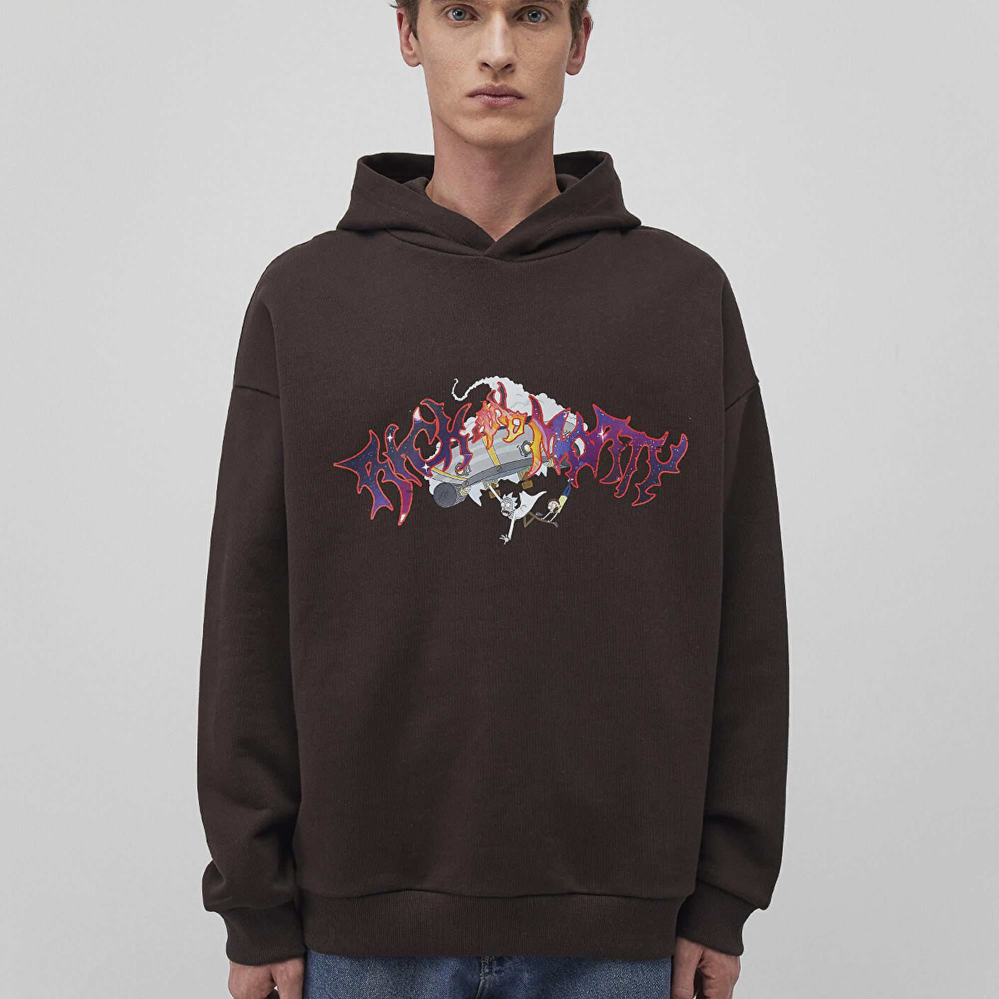 Mavi Rick and Morty Baskılı Kahverengi Sweatshirt 0S10293-88615