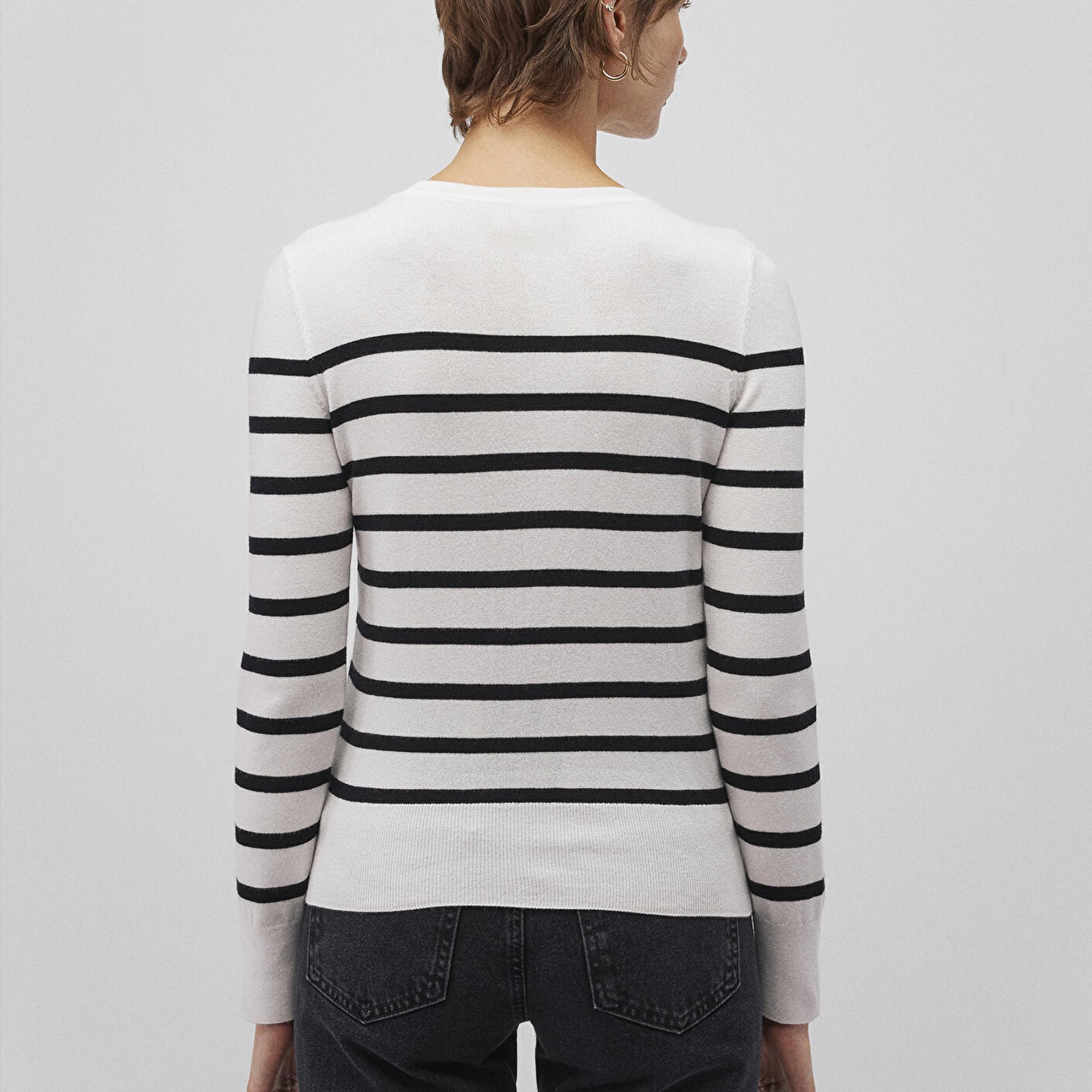 Mavi Bisiklet Yaka Çizgili Siyah Kazak Slim Fit / Dar Kesim 1710545-85407