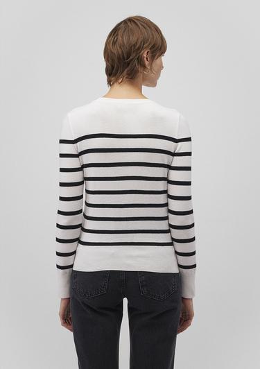  Mavi Bisiklet Yaka Çizgili Siyah Kazak Slim Fit / Dar Kesim 1710545-85407