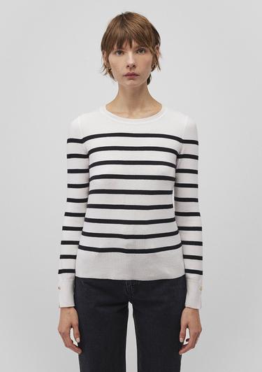  Mavi Bisiklet Yaka Çizgili Siyah Kazak Slim Fit / Dar Kesim 1710545-85407