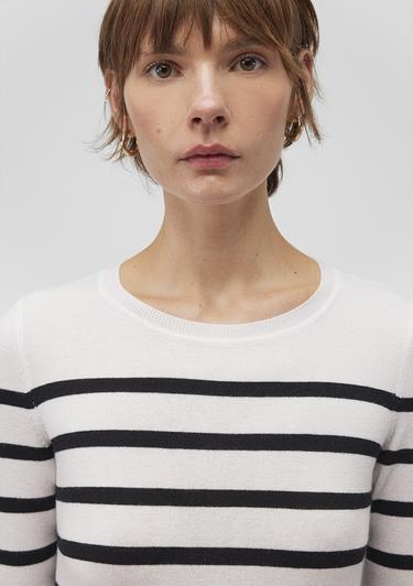  Mavi Bisiklet Yaka Çizgili Siyah Kazak Slim Fit / Dar Kesim 1710545-85407