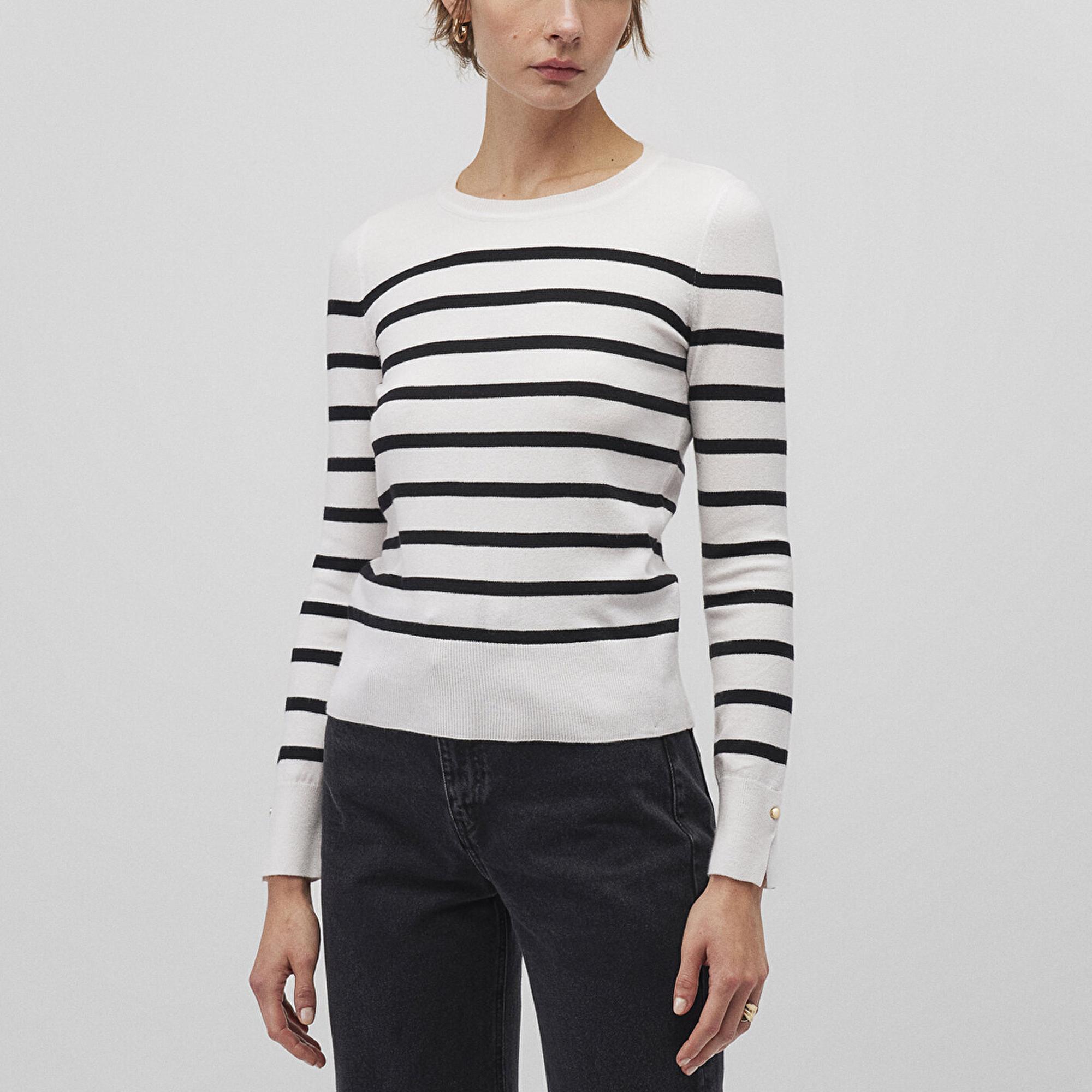 Mavi Bisiklet Yaka Çizgili Siyah Kazak Slim Fit / Dar Kesim 1710545-85407