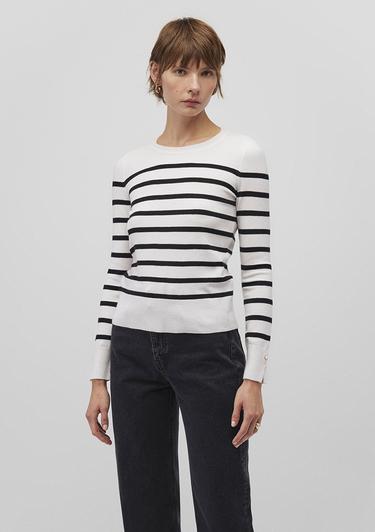  Mavi Bisiklet Yaka Çizgili Siyah Kazak Slim Fit / Dar Kesim 1710545-85407