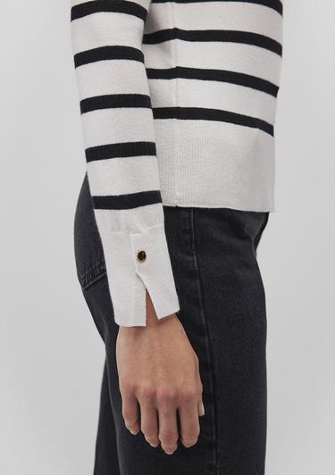  Mavi Bisiklet Yaka Çizgili Siyah Kazak Slim Fit / Dar Kesim 1710545-85407