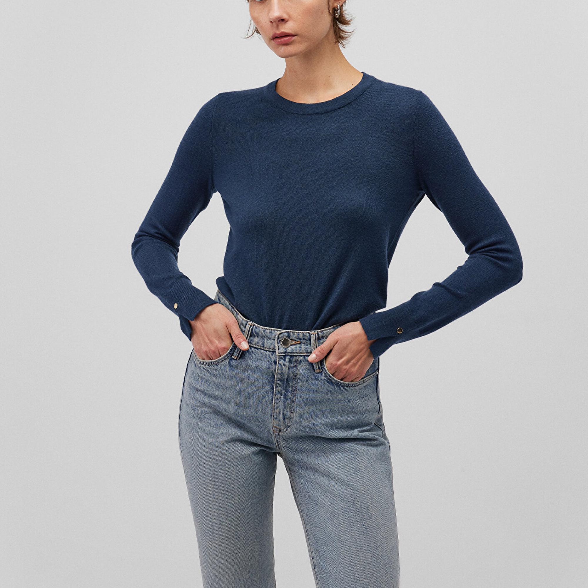 Mavi Bisiklet Yaka Lacivert Kazak Slim Fit / Dar Kesim 1710510-82454