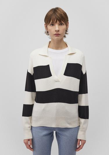  Mavi Polo Yaka Çizgili Siyah Kazak Regular Fit / Normal Kesim 1710503-85407