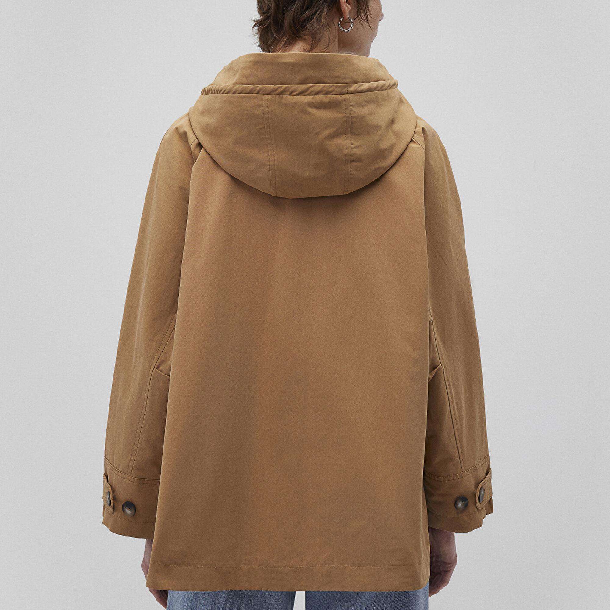 Mavi Kapüşonlu Kahverengi Trençkot 1110573-70269