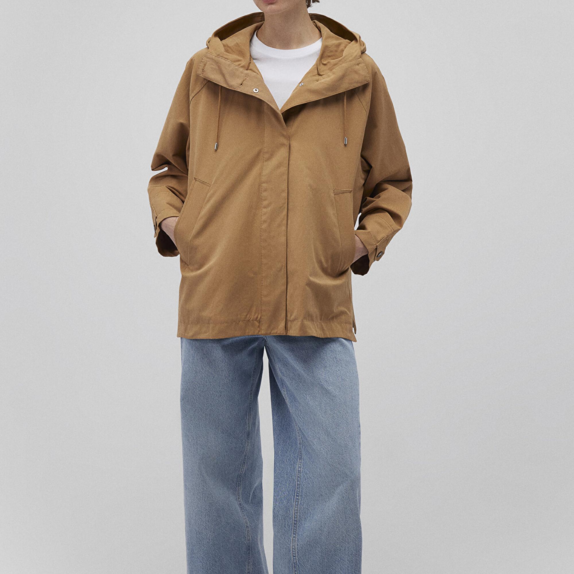 Mavi Kapüşonlu Kahverengi Trençkot 1110573-70269