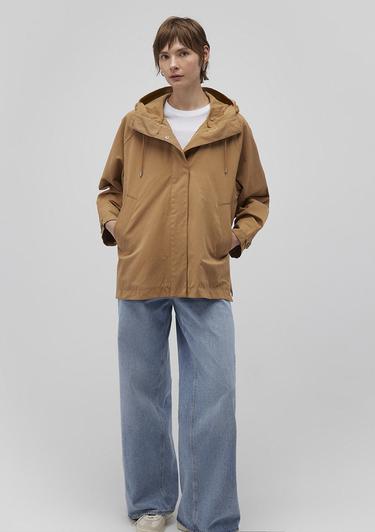  Mavi Kapüşonlu Kahverengi Trençkot 1110573-70269