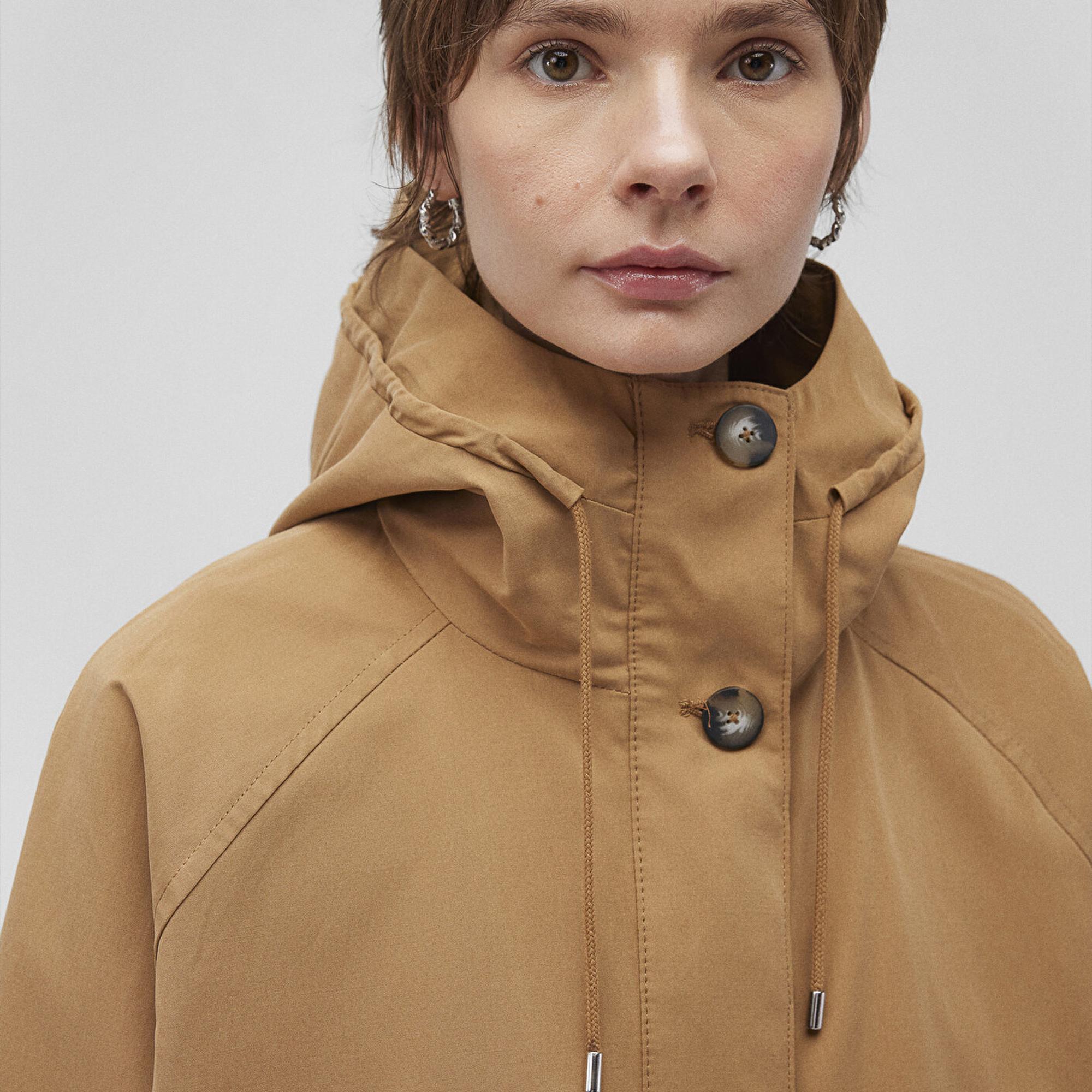 Mavi Kapüşonlu Kahverengi Trençkot 1110573-70269