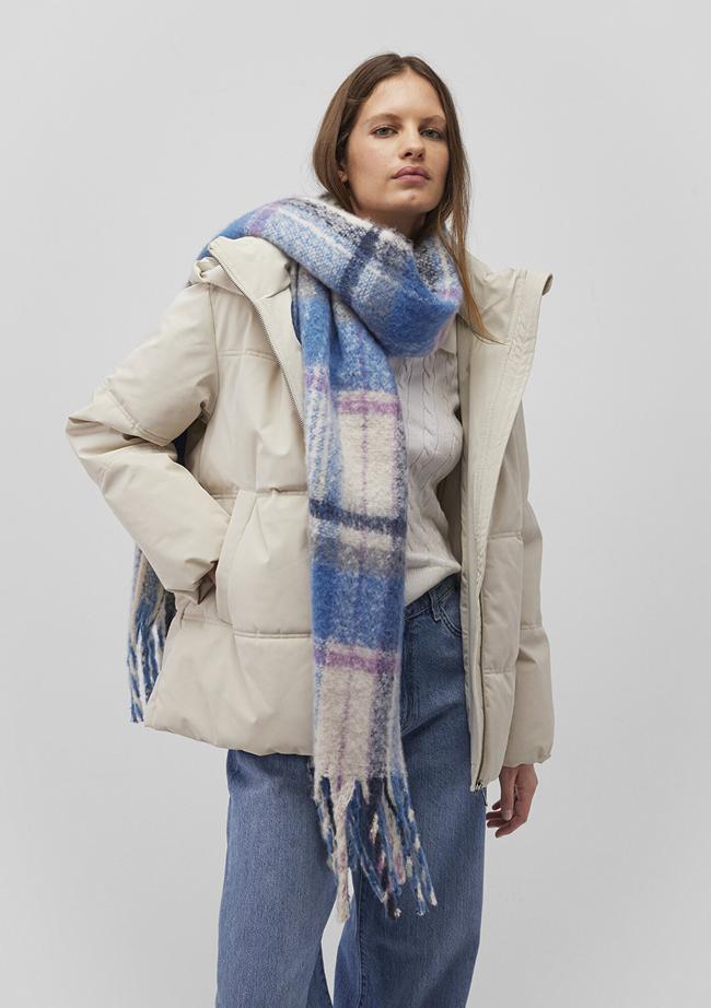  Mavi Püsküllü Kareli Atkı 1912810-28616