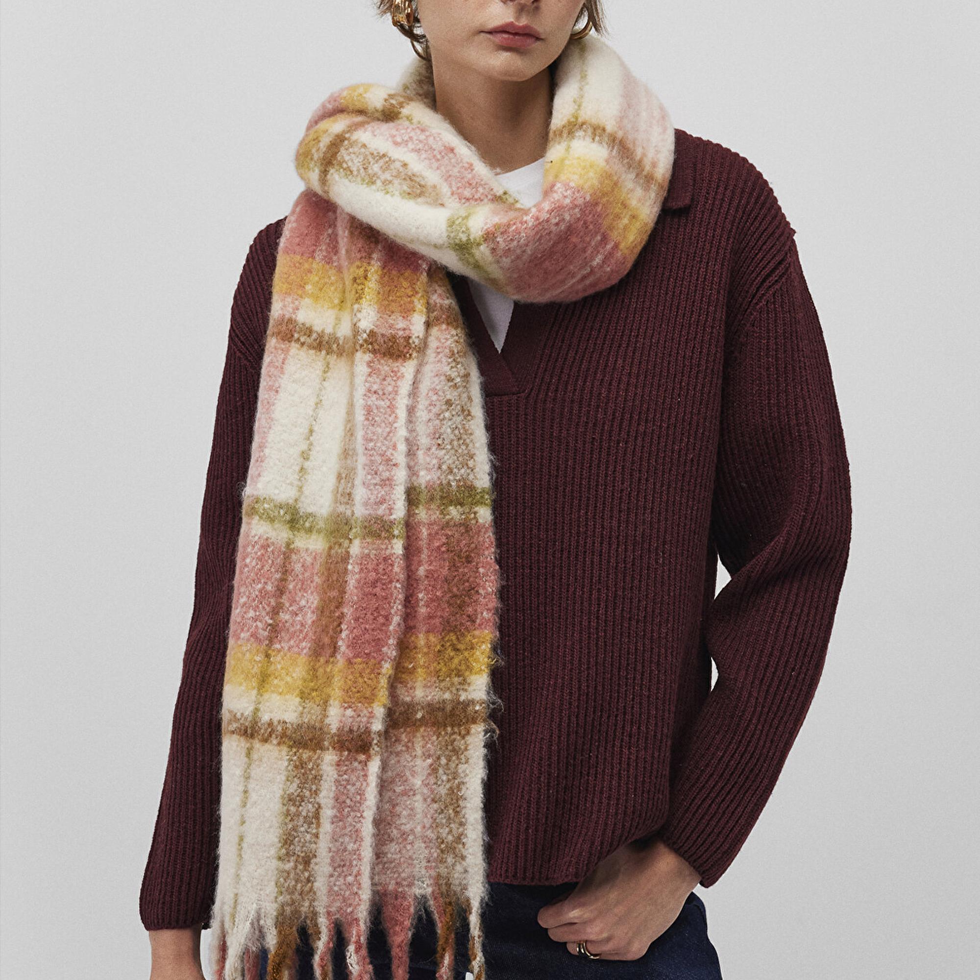 Mavi Püsküllü Kareli Atkı 1912810-71089