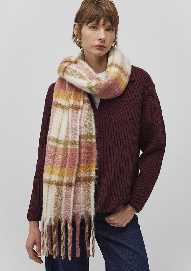  Mavi Püsküllü Kareli Atkı 1912810-71089