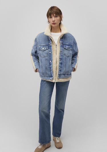  Mavi Rubina 90lar Açık Mavi Suni Kürklü  Jean Ceket 1110278-88589