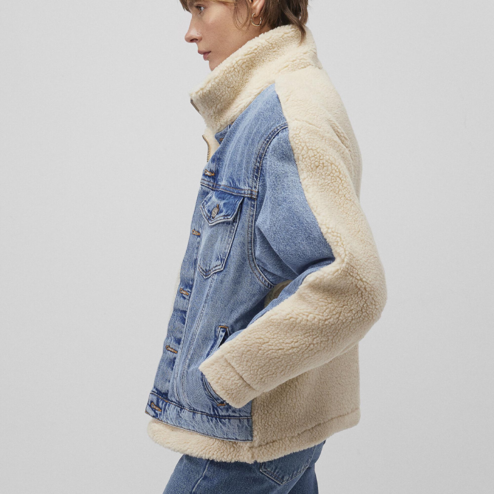 Mavi Rubina 90lar Açık Mavi Suni Kürklü  Jean Ceket 1110278-88589