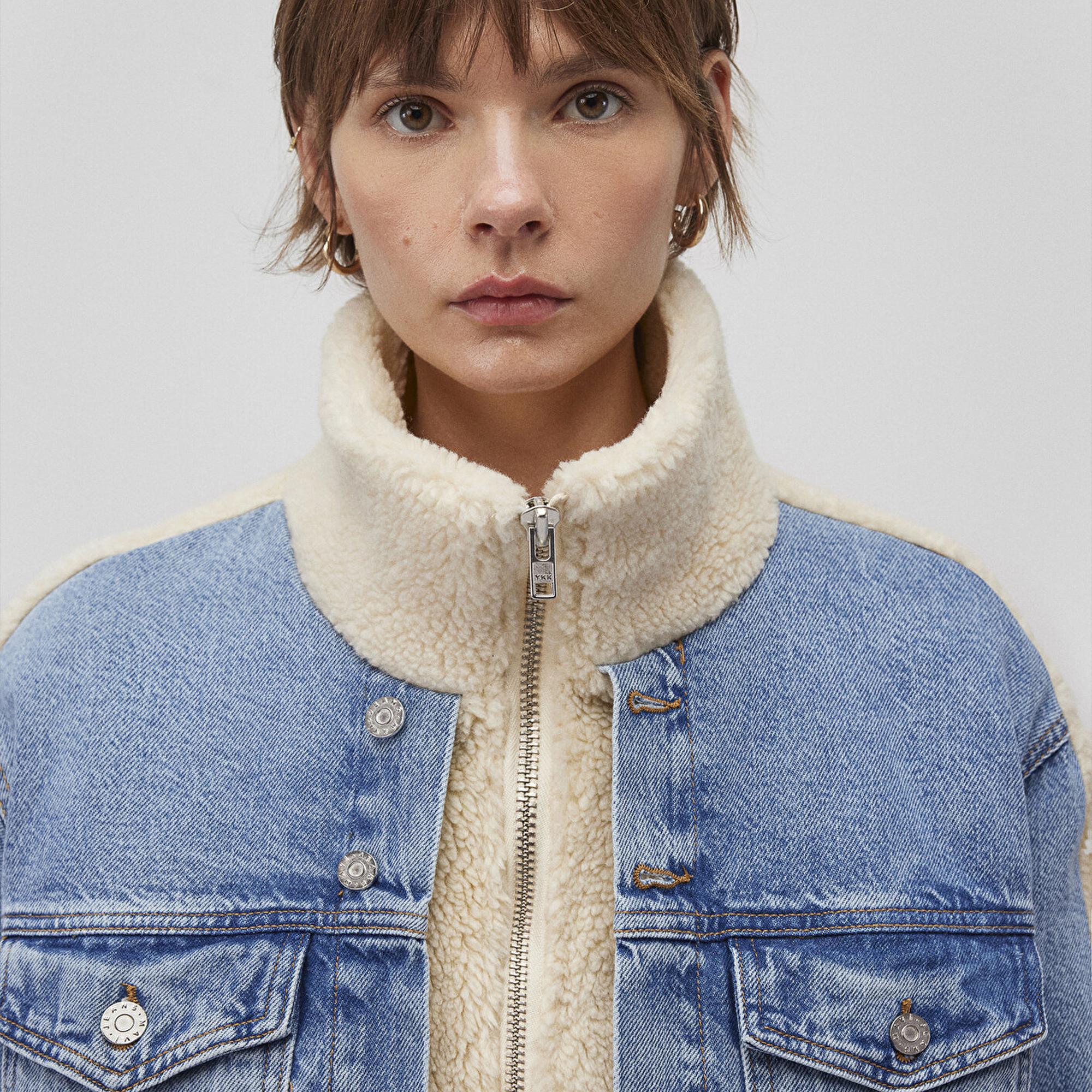 Mavi Rubina 90lar Açık Mavi Suni Kürklü  Jean Ceket 1110278-88589