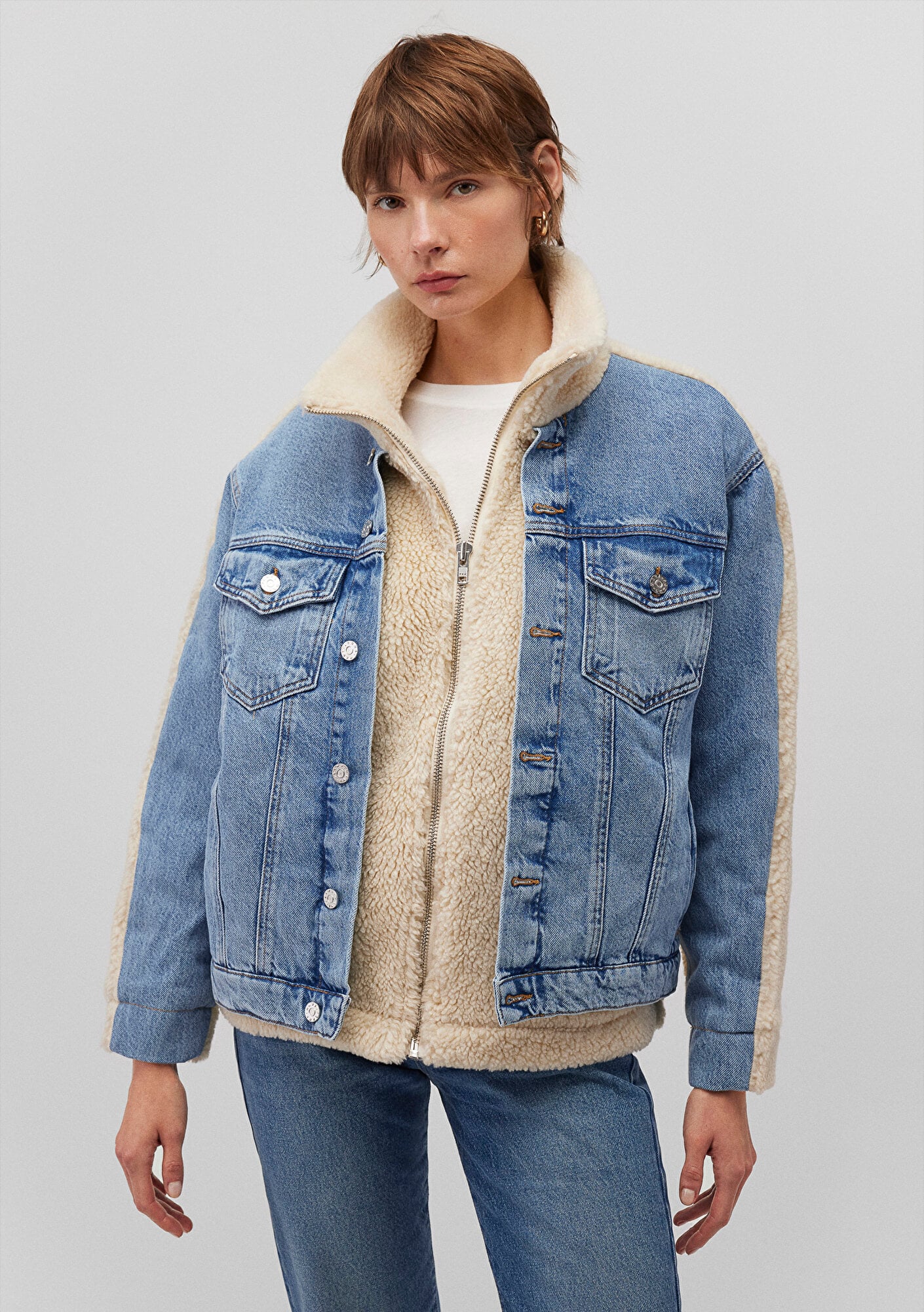  Mavi Rubina 90lar Açık Mavi Suni Kürklü  Jean Ceket 1110278-88589