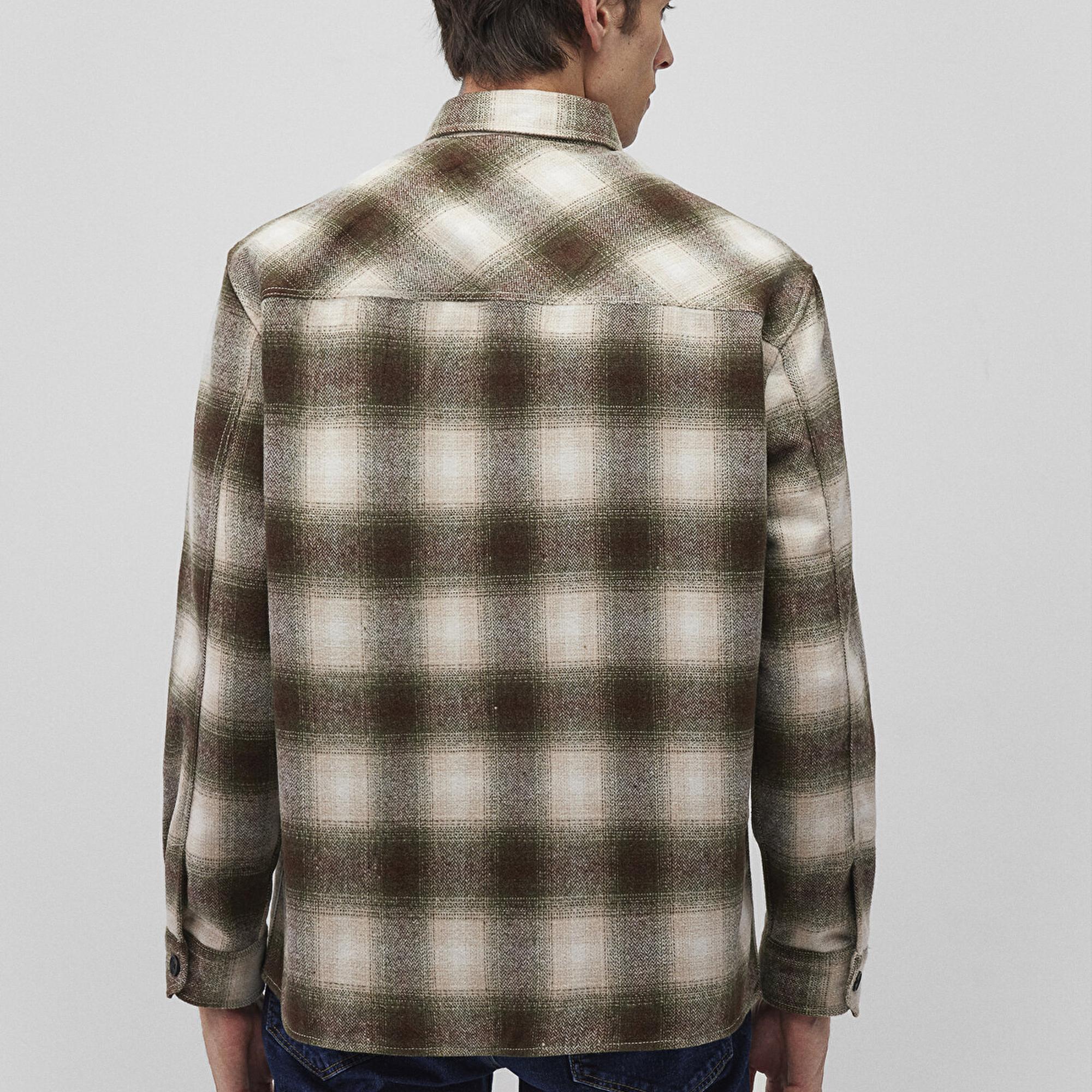 Mavi Kareli Kahverengi Gömlek Loose Fit / Bol Rahat Kesim 0211242-88652