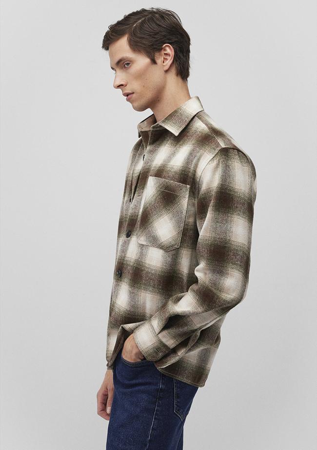  Mavi Kareli Kahverengi Gömlek Loose Fit / Bol Rahat Kesim 0211242-88652