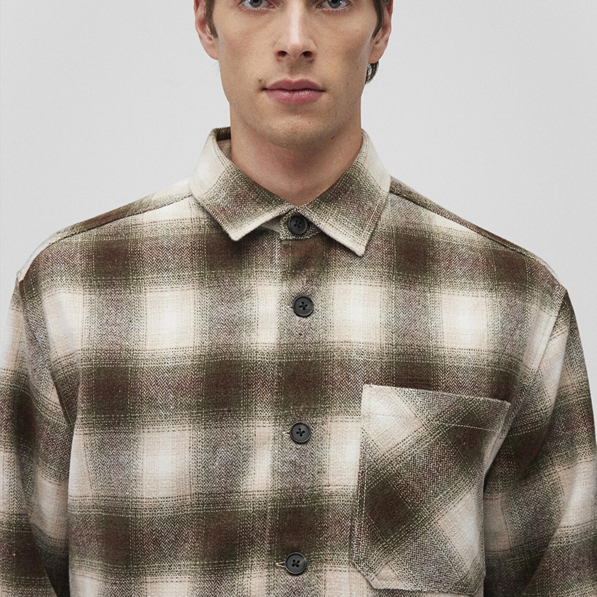 Mavi Kareli Kahverengi Gömlek Loose Fit / Bol Rahat Kesim 0211242-88652