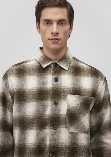  Mavi Kareli Kahverengi Gömlek Loose Fit / Bol Rahat Kesim 0211242-88652