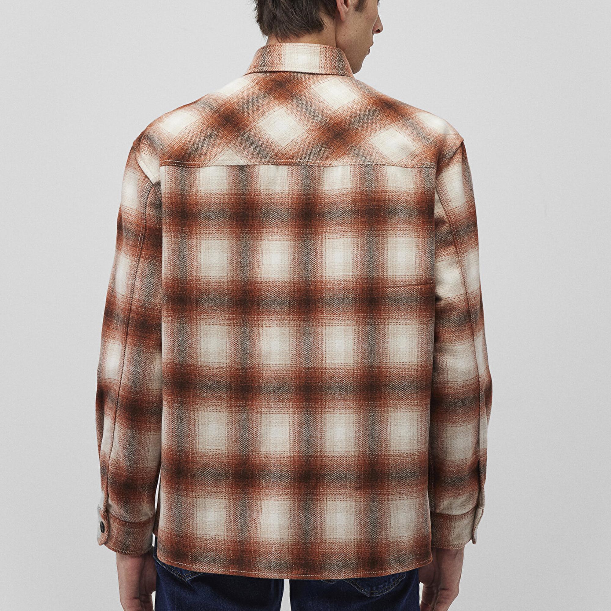 Mavi Kareli Kahverengi Gömlek Loose Fit / Bol Rahat Kesim 0211242-88653