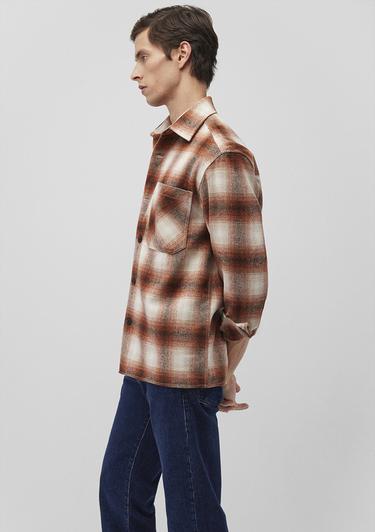  Mavi Kareli Kahverengi Gömlek Loose Fit / Bol Rahat Kesim 0211242-88653