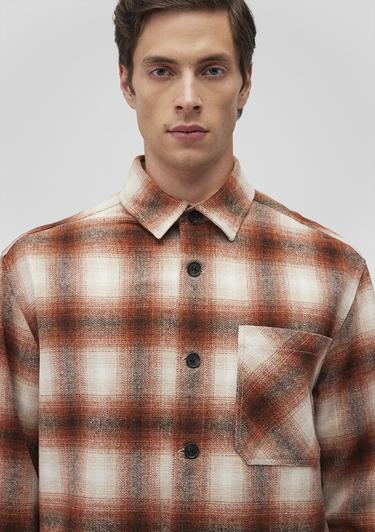  Mavi Kareli Kahverengi Gömlek Loose Fit / Bol Rahat Kesim 0211242-88653