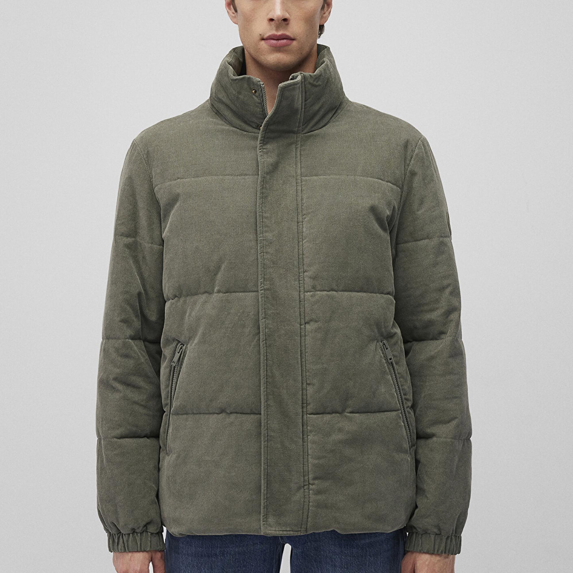 Mavi Dik Yaka Yeşil Kadife Ceket Loose Fit / Bol Rahat Kesim 0110476-85485