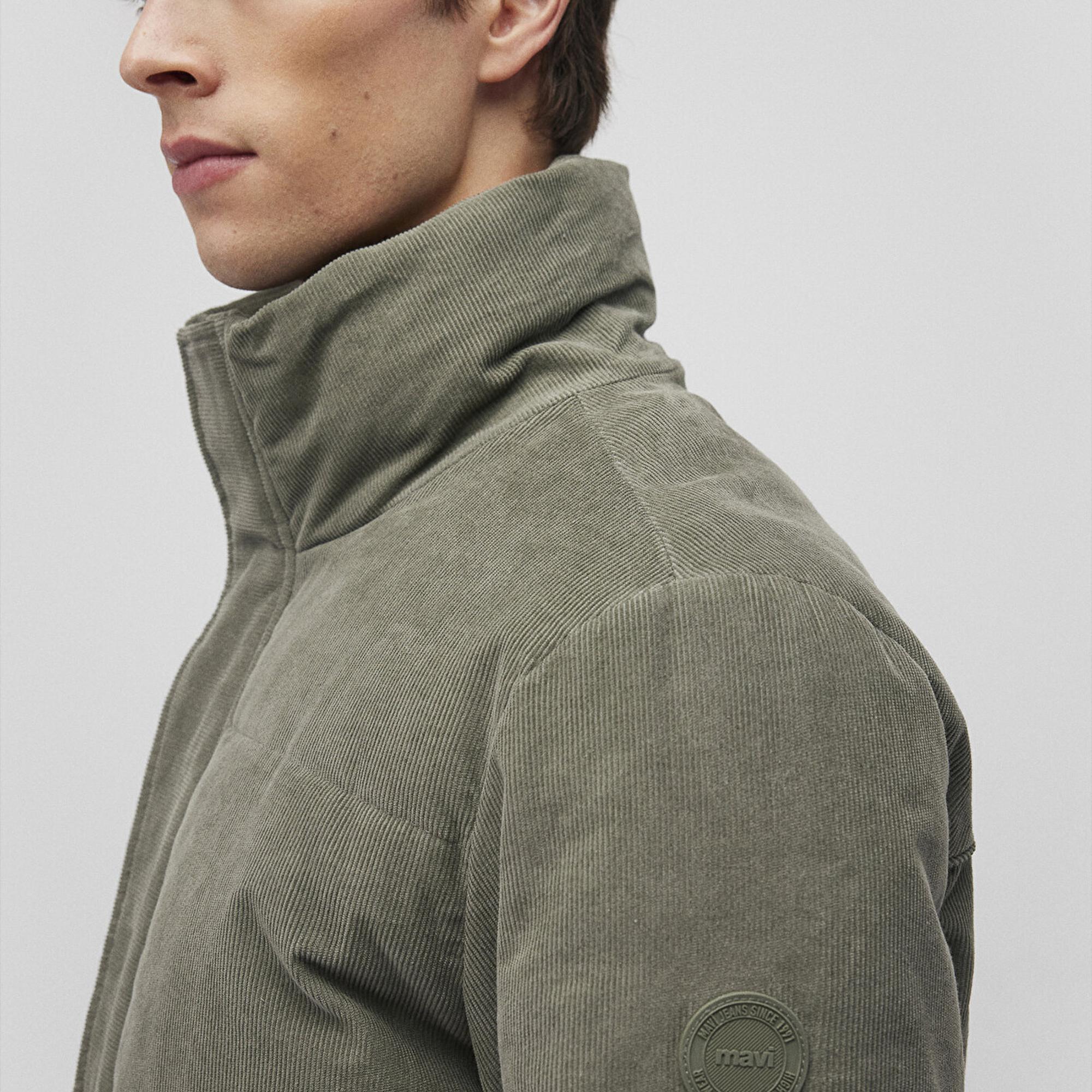 Mavi Dik Yaka Yeşil Kadife Ceket Loose Fit / Bol Rahat Kesim 0110476-85485