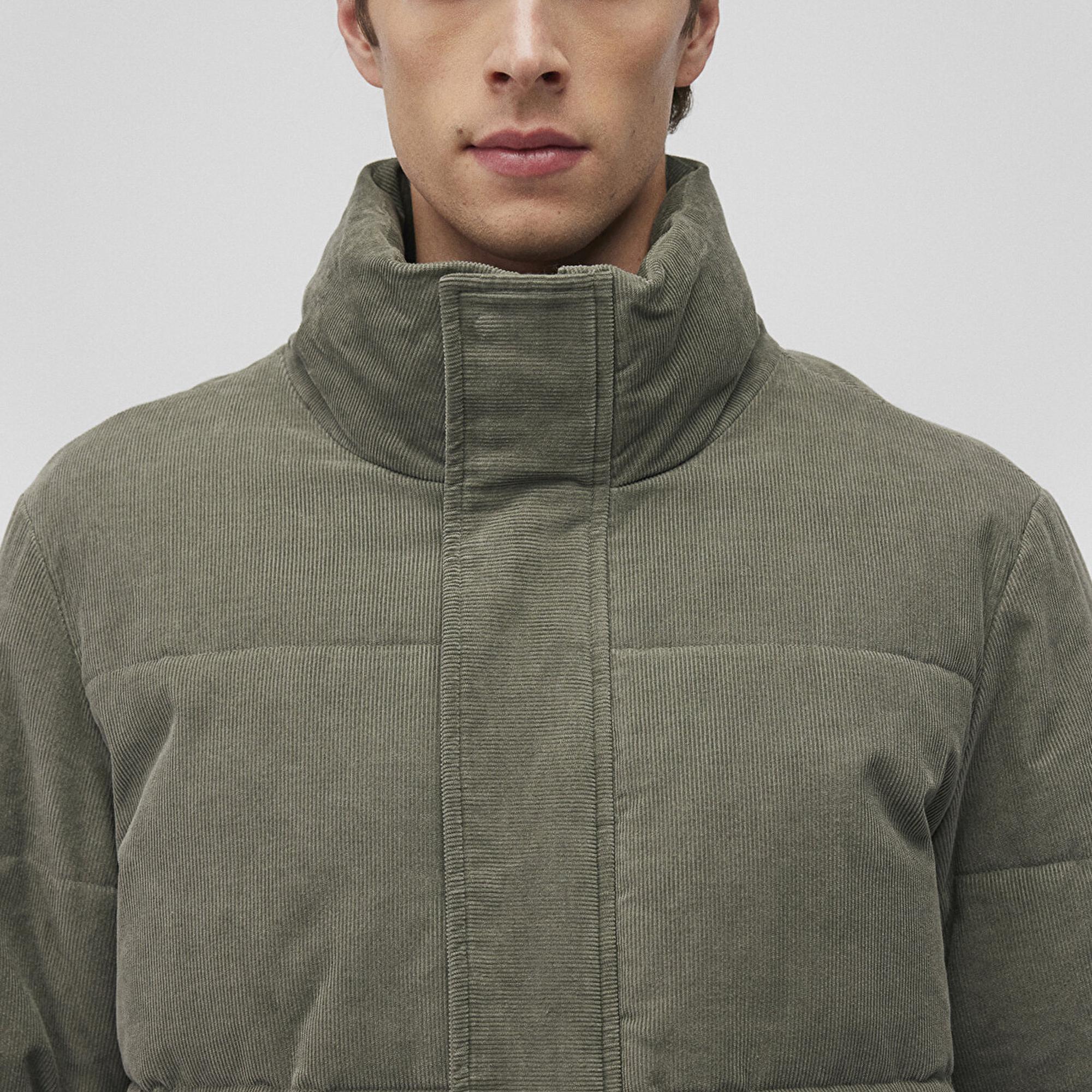 Mavi Dik Yaka Yeşil Kadife Ceket Loose Fit / Bol Rahat Kesim 0110476-85485