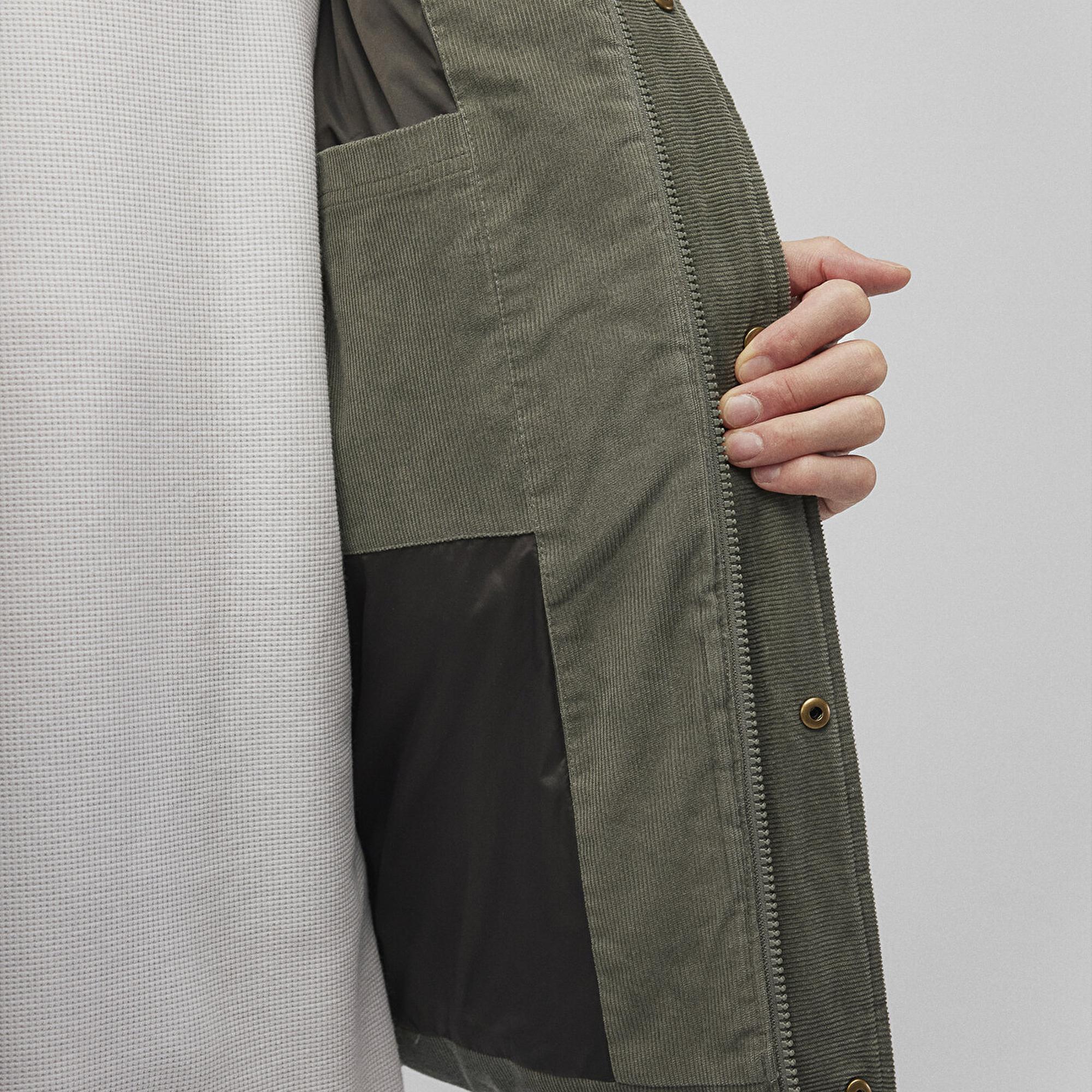 Mavi Dik Yaka Yeşil Kadife Ceket Loose Fit / Bol Rahat Kesim 0110476-85485