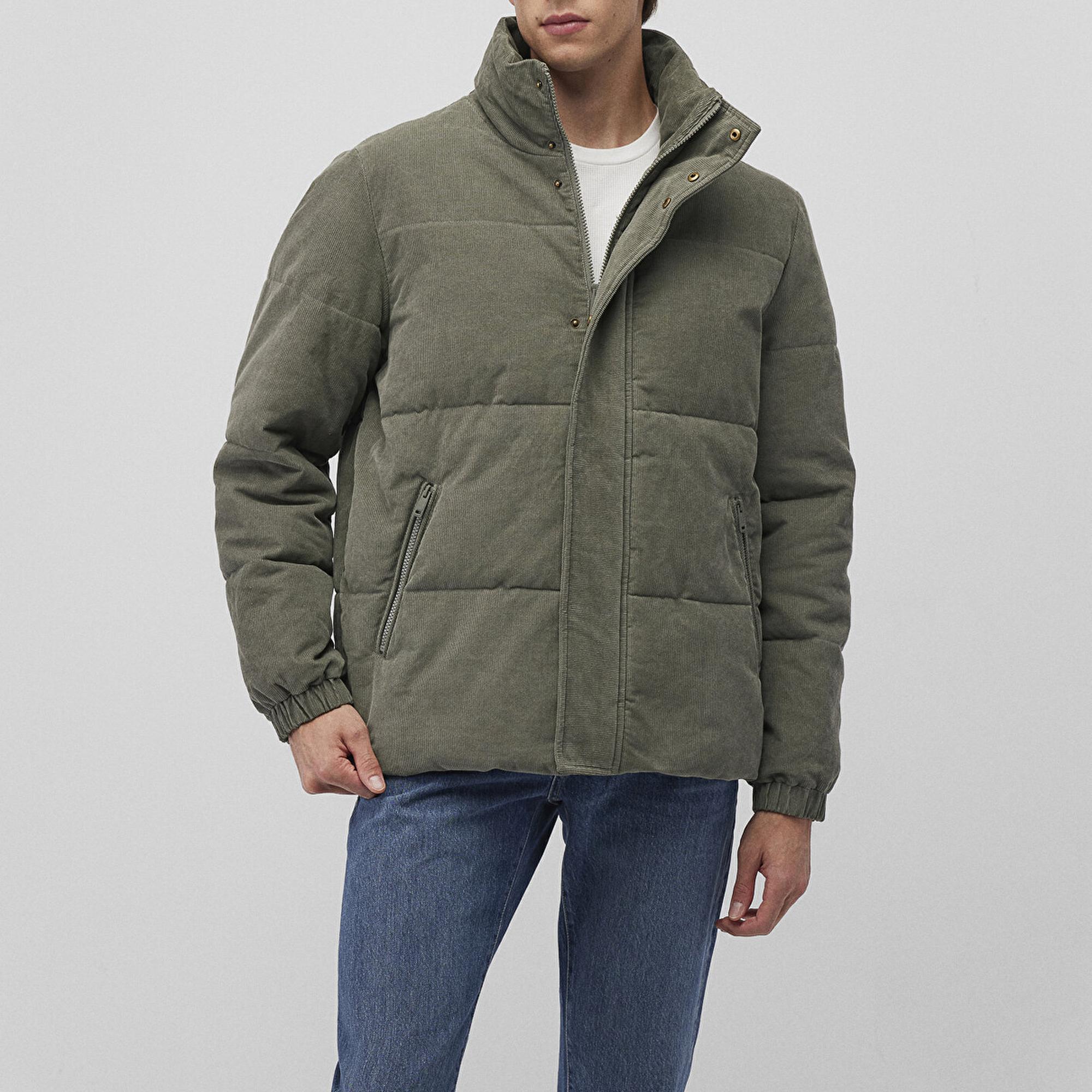 Mavi Dik Yaka Yeşil Kadife Ceket Loose Fit / Bol Rahat Kesim 0110476-85485