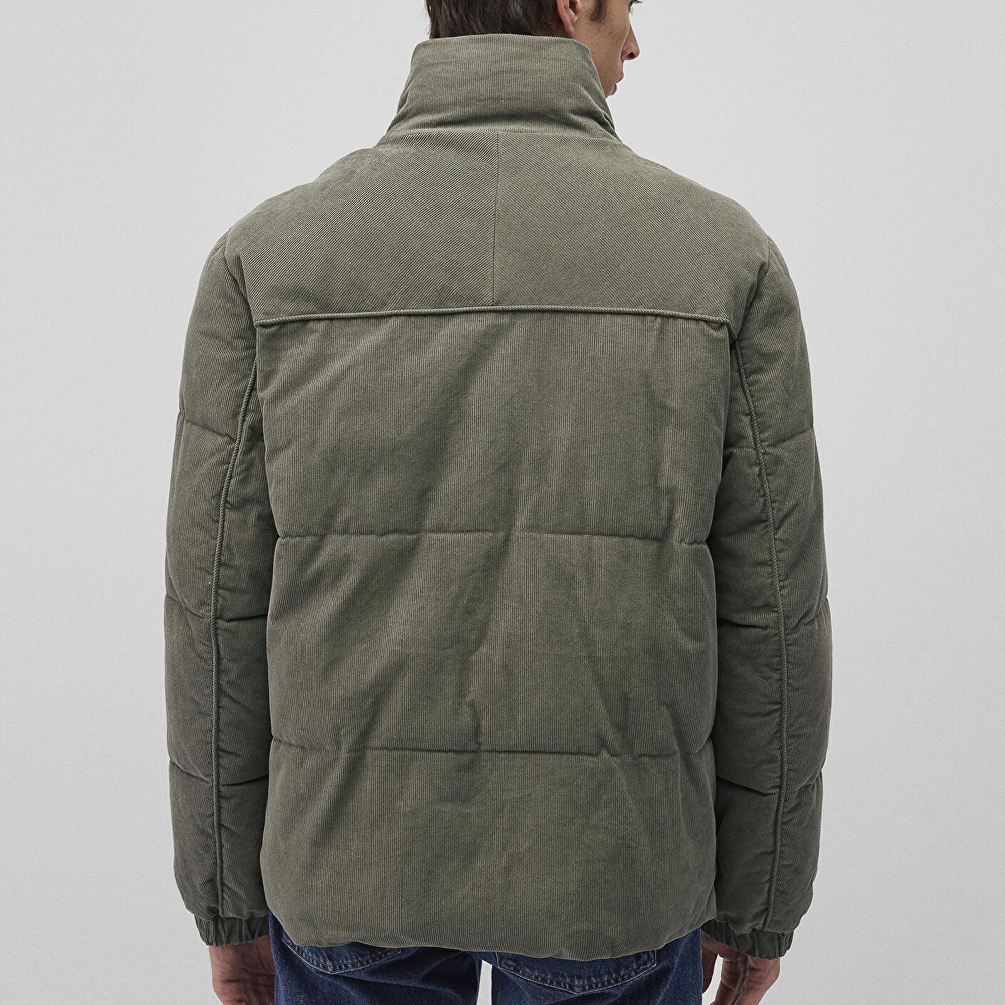 Mavi Dik Yaka Yeşil Kadife Ceket Loose Fit / Bol Rahat Kesim 0110476-85485