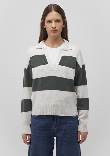  Mavi Polo Yaka Çizgili Yeşil Kazak Regular Fit / Normal Kesim 1710503-87895