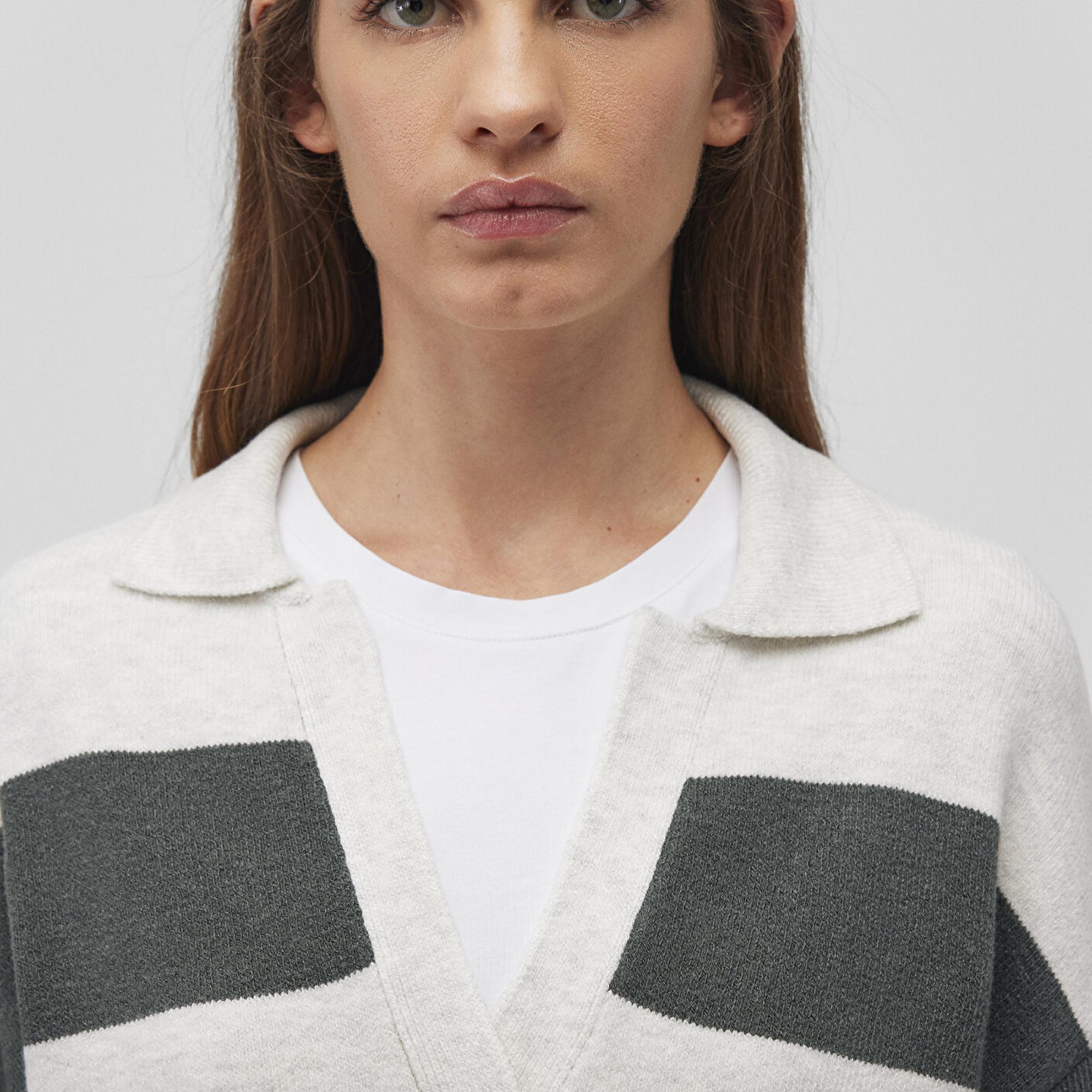 Mavi Polo Yaka Çizgili Yeşil Kazak Regular Fit / Normal Kesim 1710503-87895