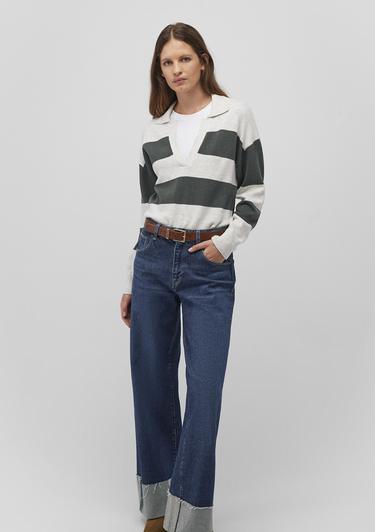  Mavi Polo Yaka Çizgili Yeşil Kazak Regular Fit / Normal Kesim 1710503-87895